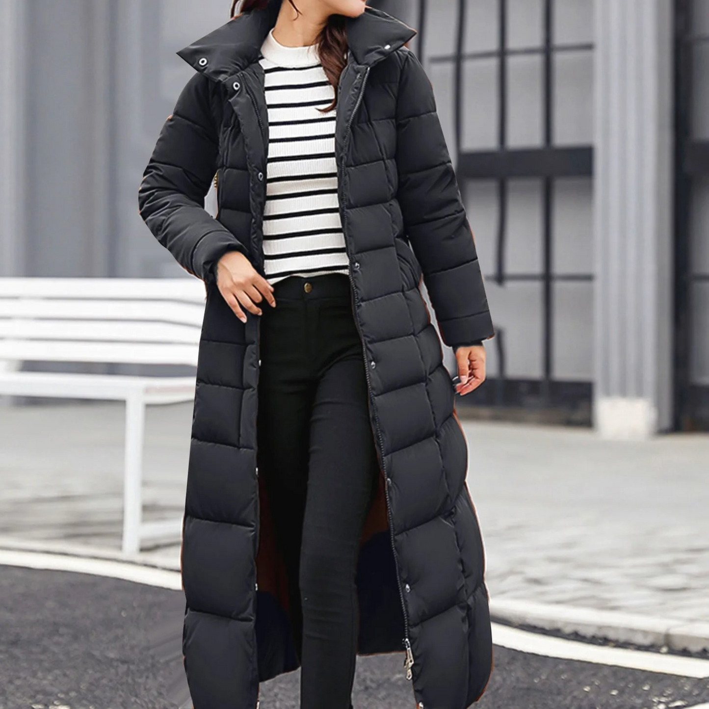 Doudoune élégante pour femme, boutonnée