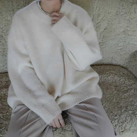 Lockerer Strickpullover Einfach Elegant - IdealeKleiden