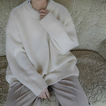 Lockerer Strickpullover Einfach Elegant - IdealeKleiden