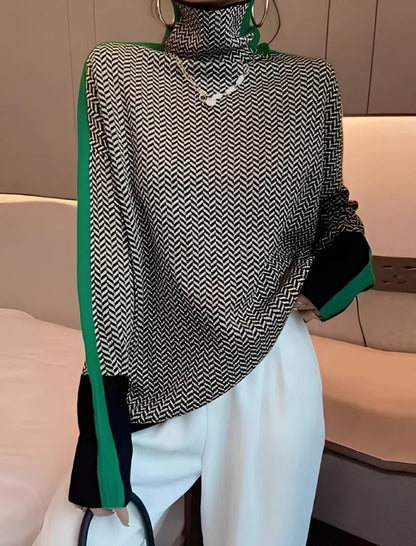 Pull col roulé tricoté moderne pour femme