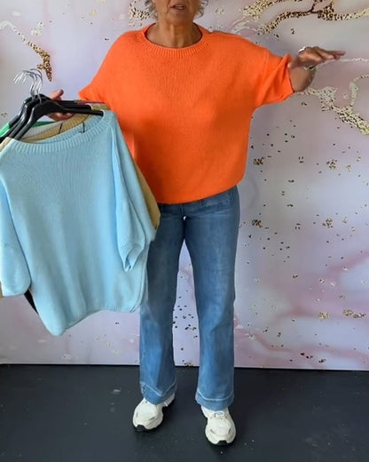 Pull confortable col rond uni