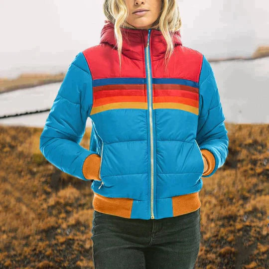 Doudoune matelassée rétro pour femme Colorblock tendance