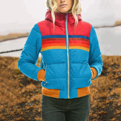 Doudoune matelassée rétro pour femme Colorblock tendance