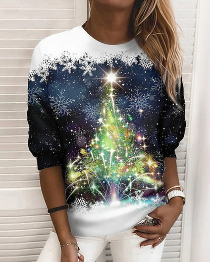 Weihnachtssweatshirt Rundhals Ausschnitt Festive Design - IdealeKleiden