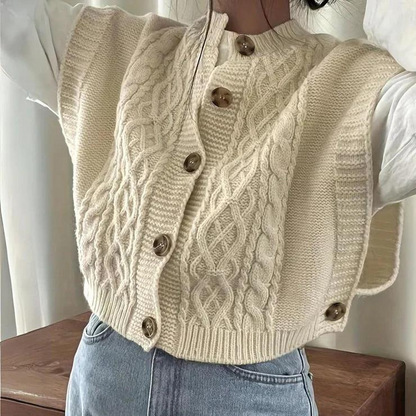 Gilet sans manches stylé en maille torsadée