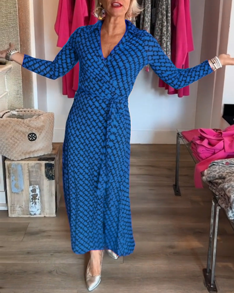 Robe longue élégante col en V pour femmes