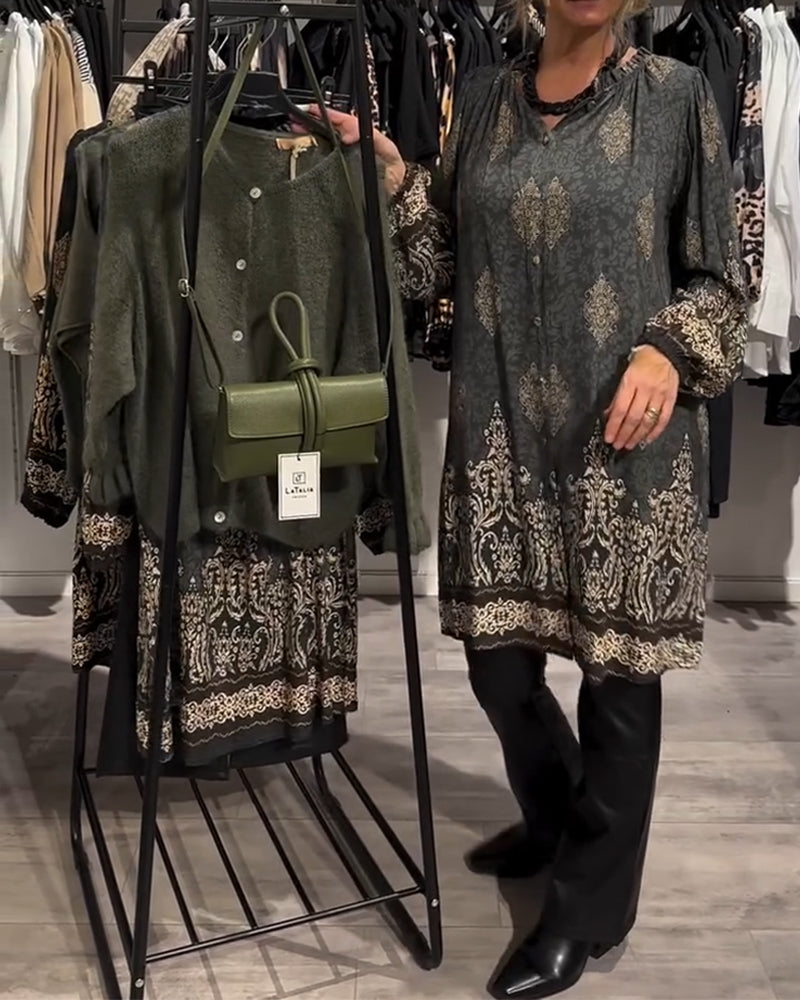 Chemisier élégant | Revers et boutonnage motif rétro