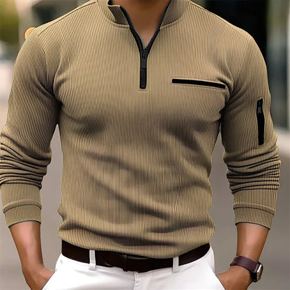 Pull rayé moderne pour homme avec poches