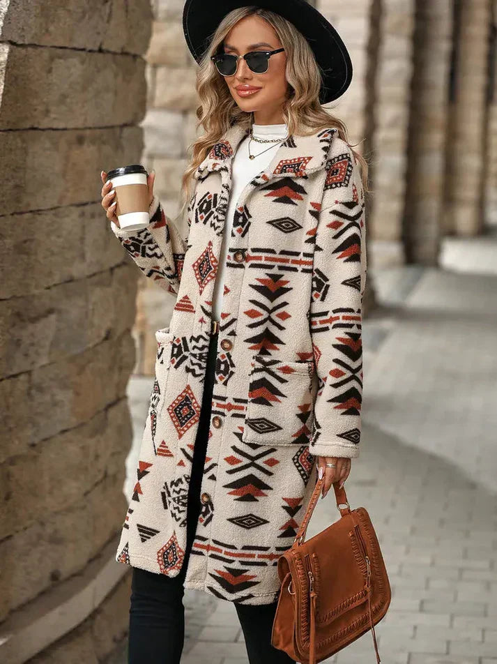 Wintermantel Damen Stylish Print - IdealeKleiden