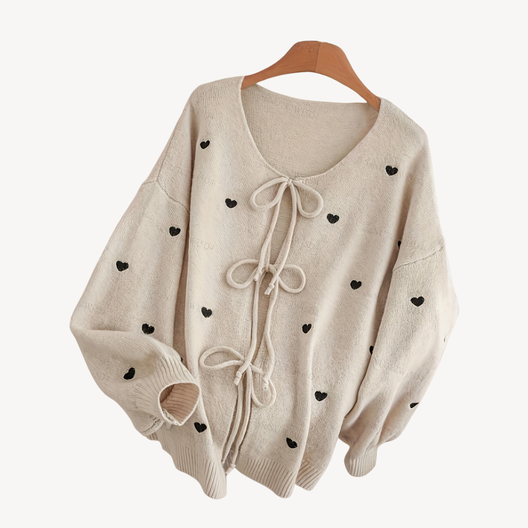 Cardigan doux pour femme avec motif cœur