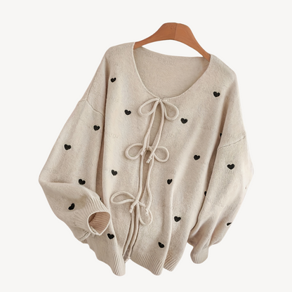 Cardigan doux pour femme avec motif cœur