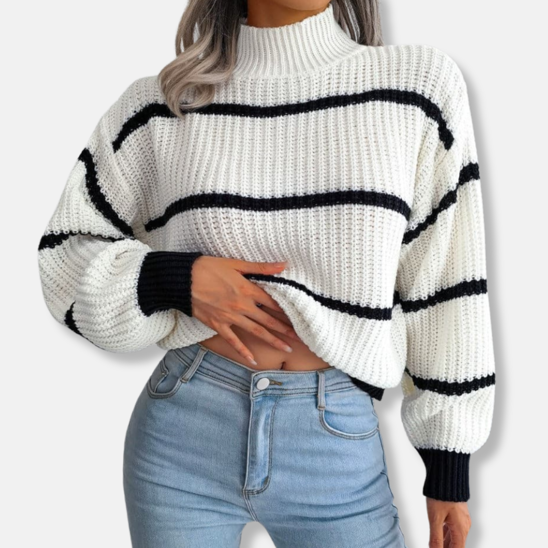Pull en tricot doux, rayé, classique, coupe ample