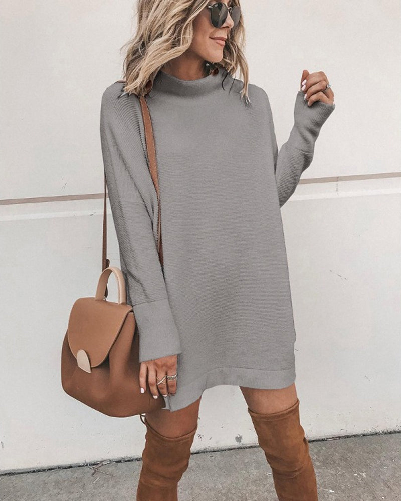 Robe décontractée à col roulé pour femme