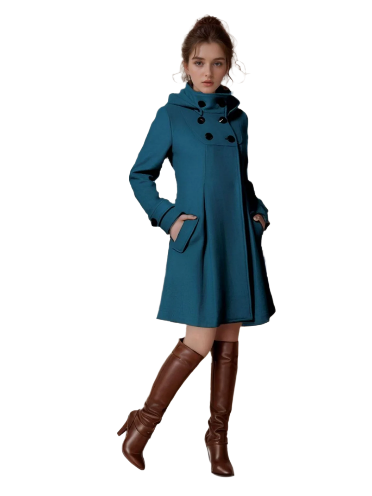 Manteau femme élégant coupe ajustée col