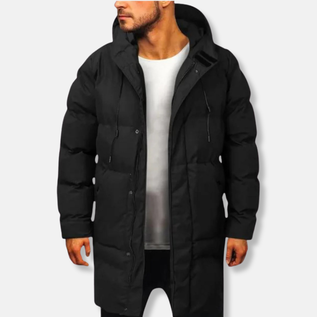 Warme Pufferjacke Mittel Länge Kapuze - IdealeKleiden