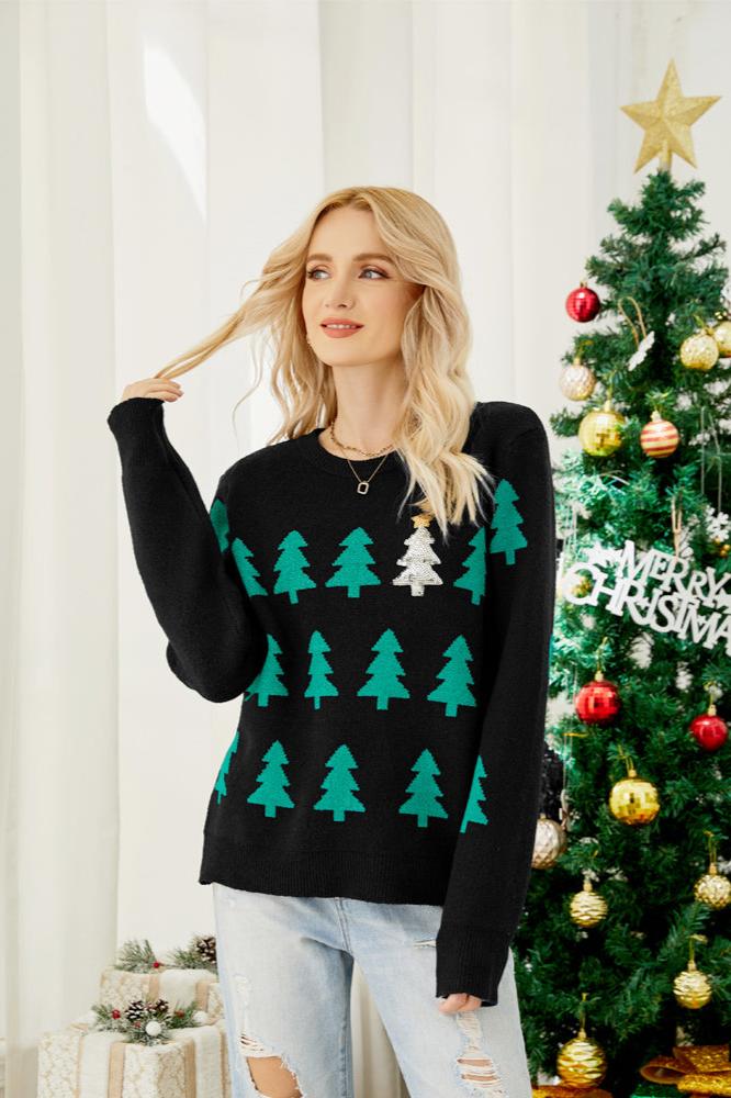 Pull de Noël en tricot à paillettes scintillantes