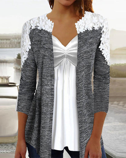Robe femme élégante col en V dentelle