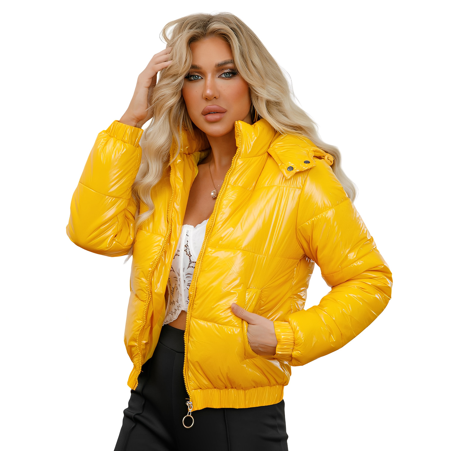 Stilvolle Damenjacke Elegantes Design Kapuze - IdealeKleiden