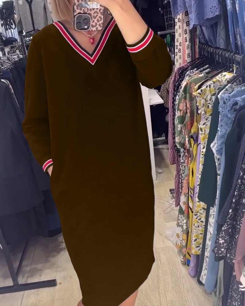 Robe Femme Col V Avec Poches