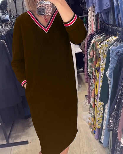 Robe Femme Col V Avec Poches