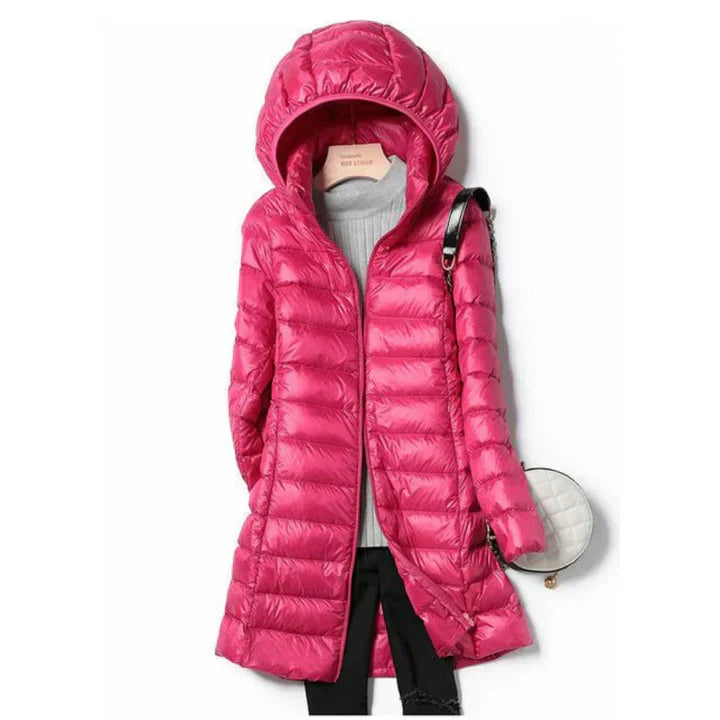 Longue veste d'hiver chaude pour femme avec capuche