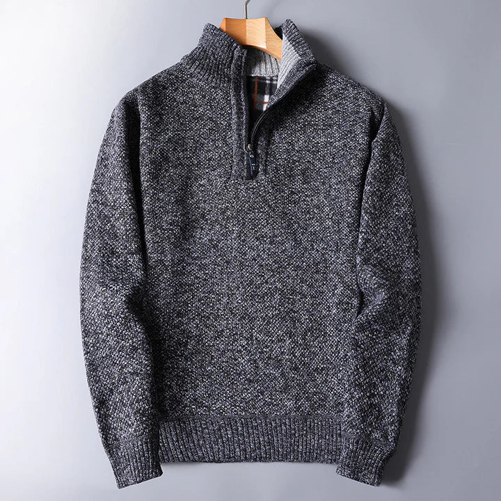 Pull en tricot confortable pour homme avec fermeture éclair