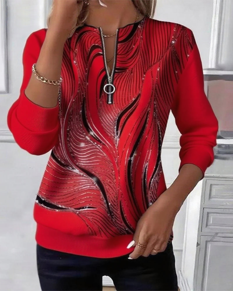 Robe Tendance Décontractée Imprimée Fermeture éclair