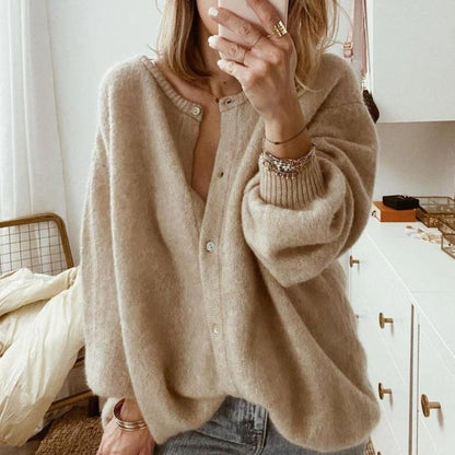 Gilet femme automne grandes tailles bouton tricot