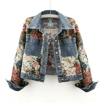 Veste d'été imprimé floral en jean