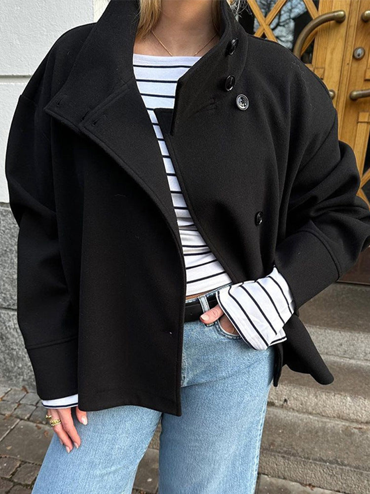 Manteau d'hiver femme double boutonnage design élégant
