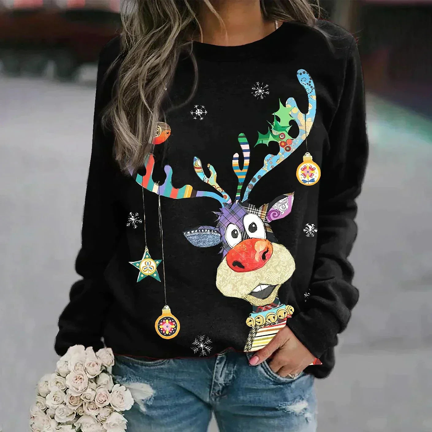 Pull de Noël doux tricoté unisexe hiver
