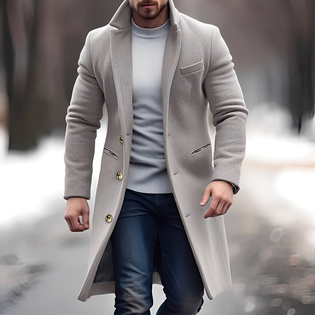 Manteau en laine élégant mi-long pour homme