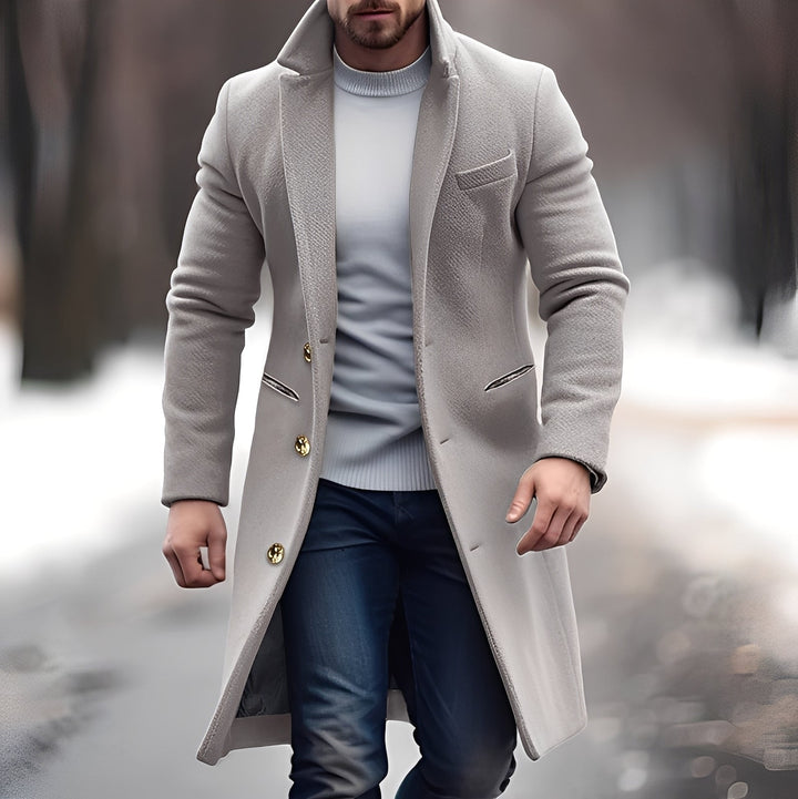 Manteau en laine élégant mi-long pour homme