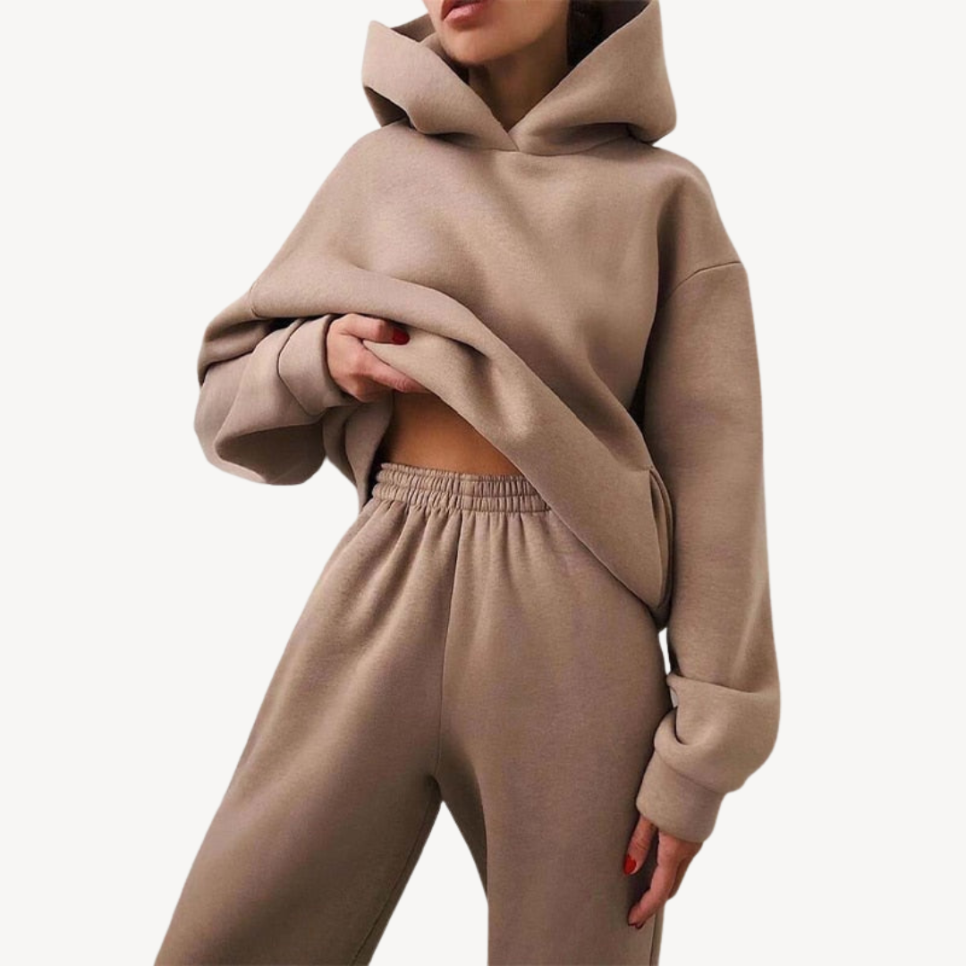Ensemble de survêtement sportif noir à capuche pour femme
