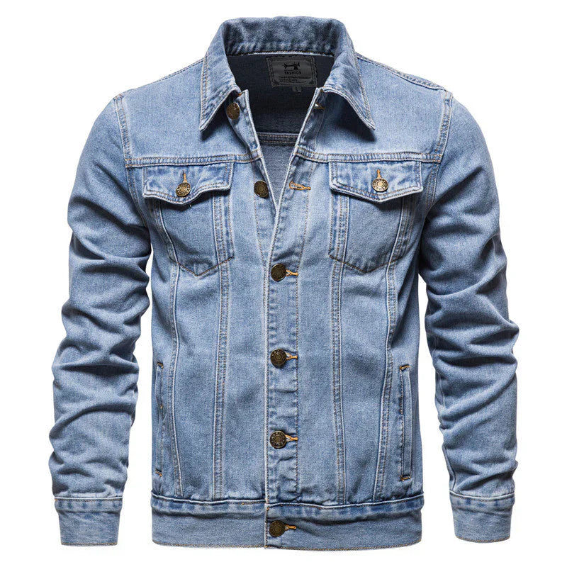 Herren Truckerjacke Klassisch Blau Denim - IdealeKleiden