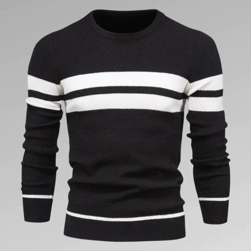 Pull en tricot à rayures col rond moderne pour hommes