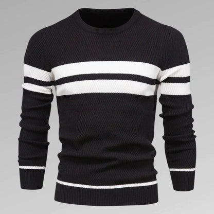 Pull en tricot à rayures col rond moderne pour hommes