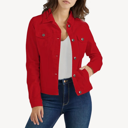 Veste en jean rouge femme coupe ajustée