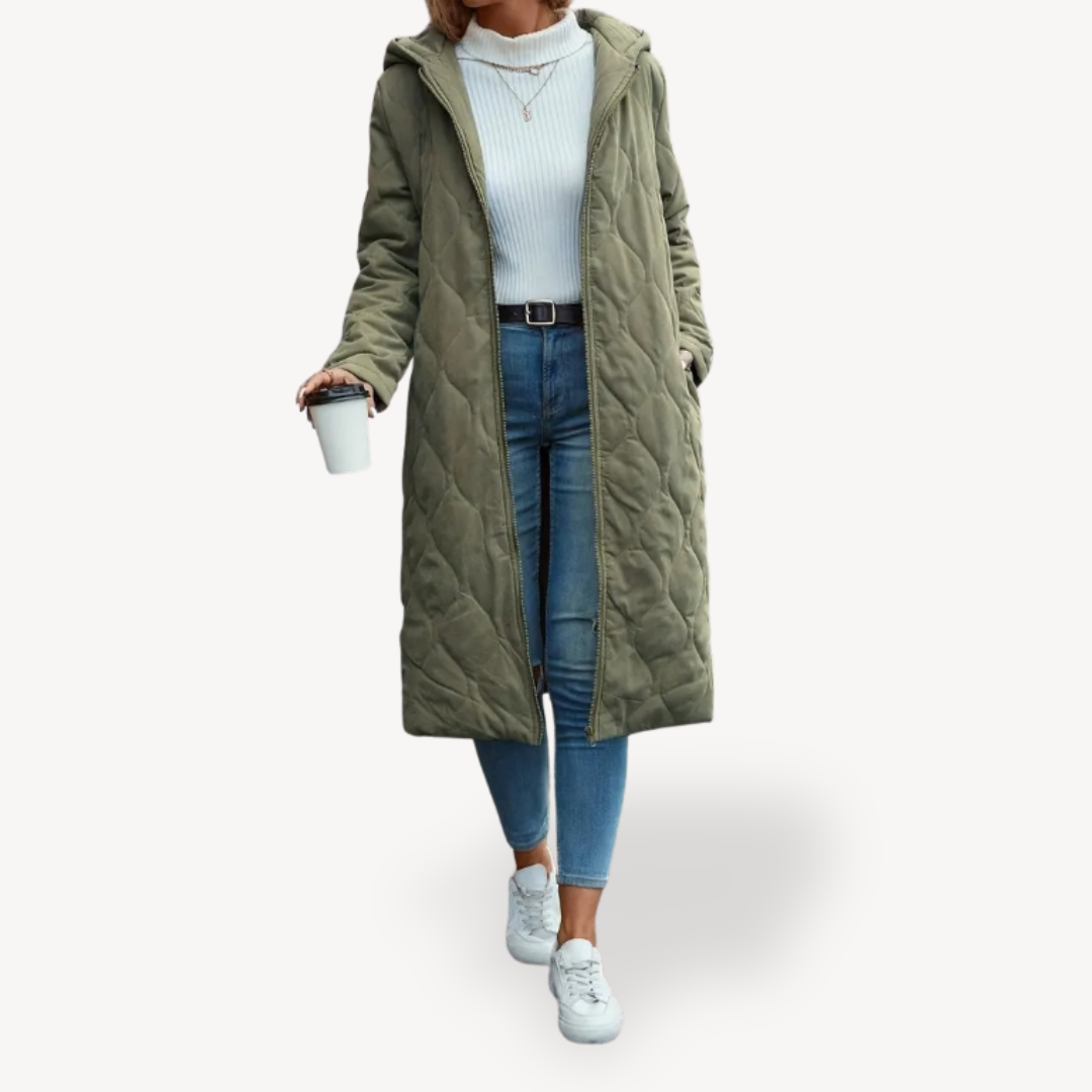 Manteau d'hiver femme Anorak matelassé vert élégant