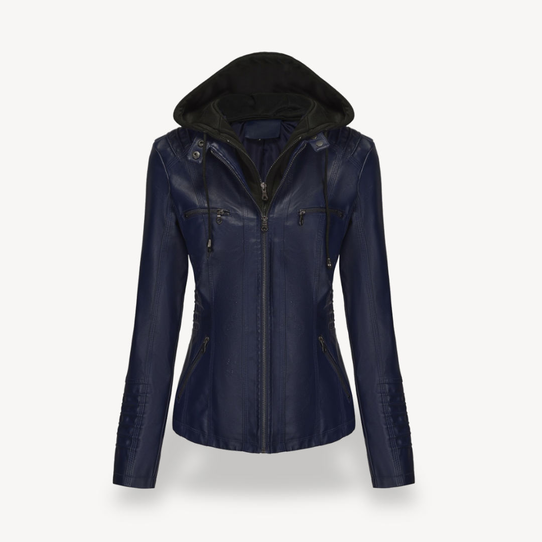 Blouson de moto élégant en similicuir pour femme