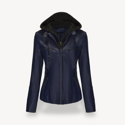 Blouson de moto élégant en similicuir pour femme