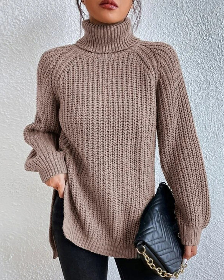 Pull tricoté à col roulé pour femme, automne, ample