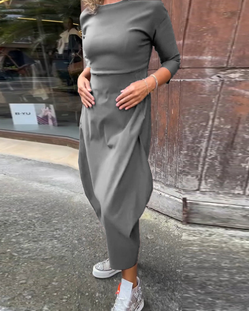 Robe élégante pour femme à manches longues et avec poche