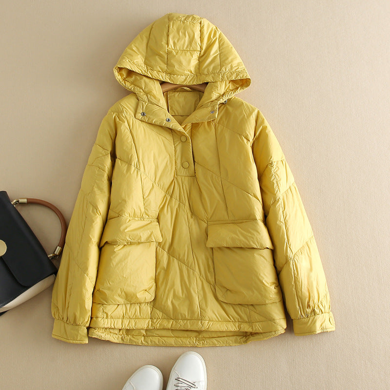 Stylische Daunenjacke Damen Kapuze Farbenfroh - IdealeKleiden