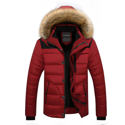 Parka homme en duvet chaud avec col en fausse fourrure