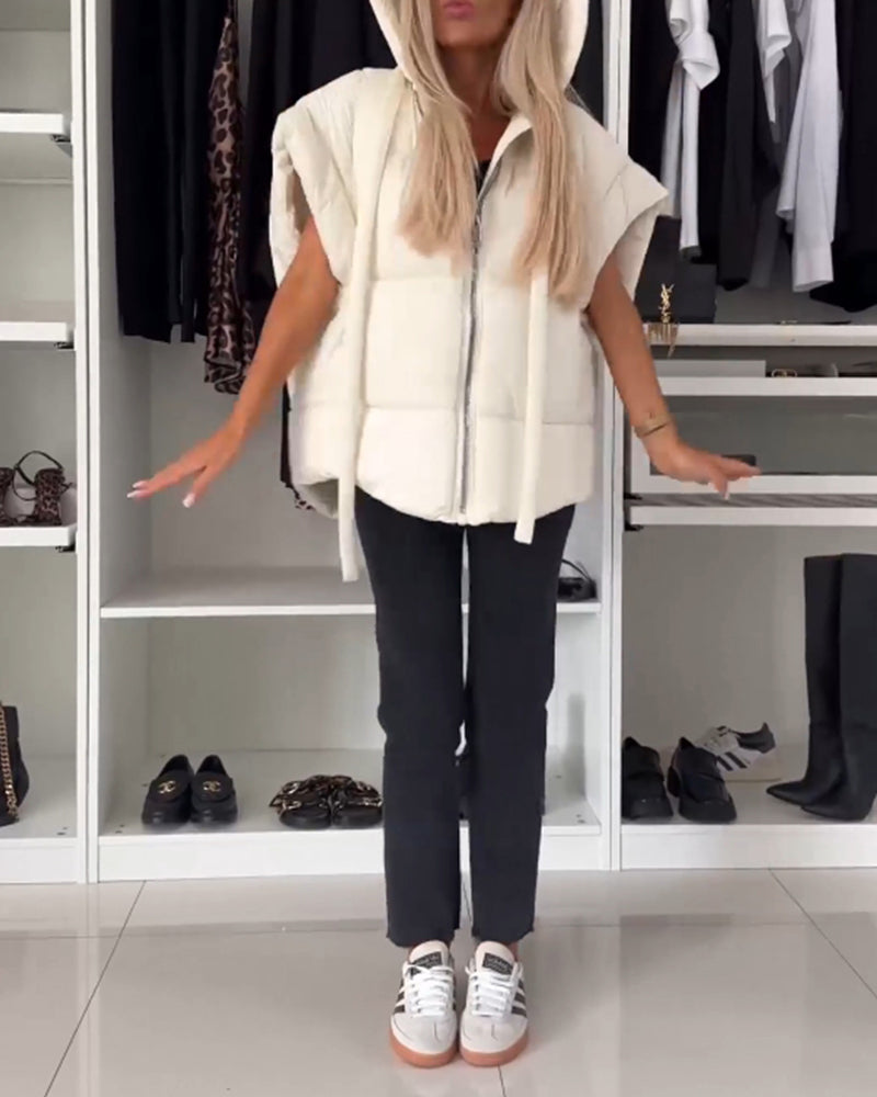 Veste pratique Uni Manches courtes Fermeture éclair
