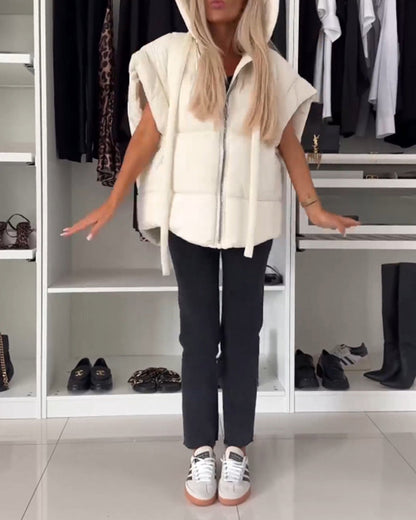 Veste pratique Uni Manches courtes Fermeture éclair