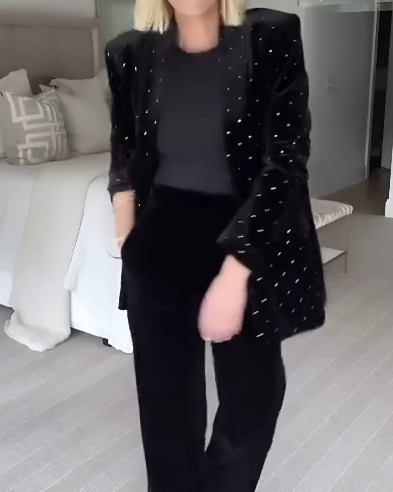 Blazer de luxe en velours brodé de diamants
