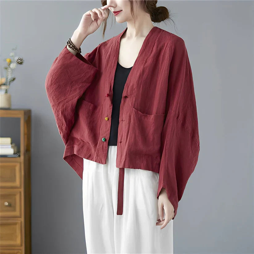 Gilet court ample avec poches pour femmes