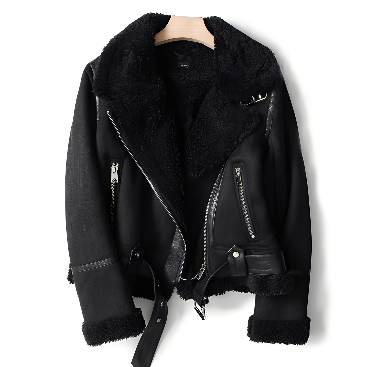 Veste en cuir pour femme coupe daim tendance